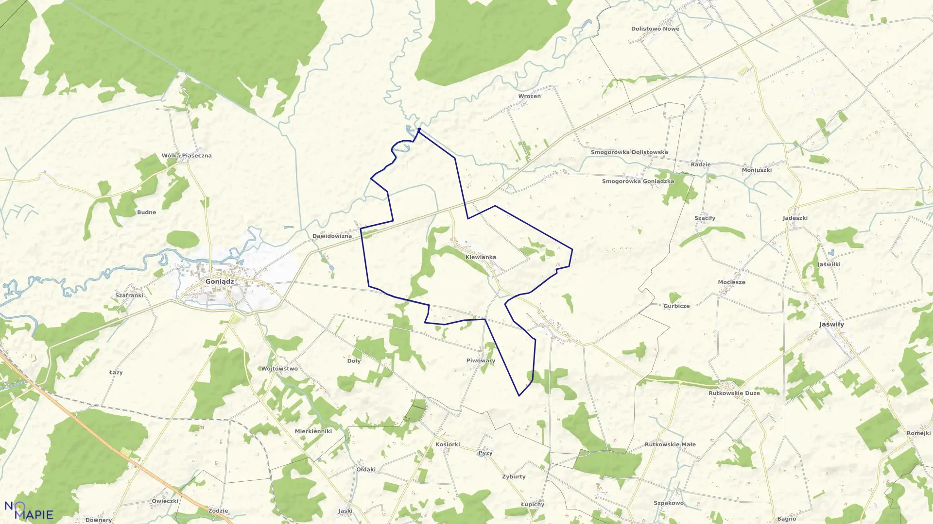 Mapa obrębu KLEWIANKA w gminie Goniądz