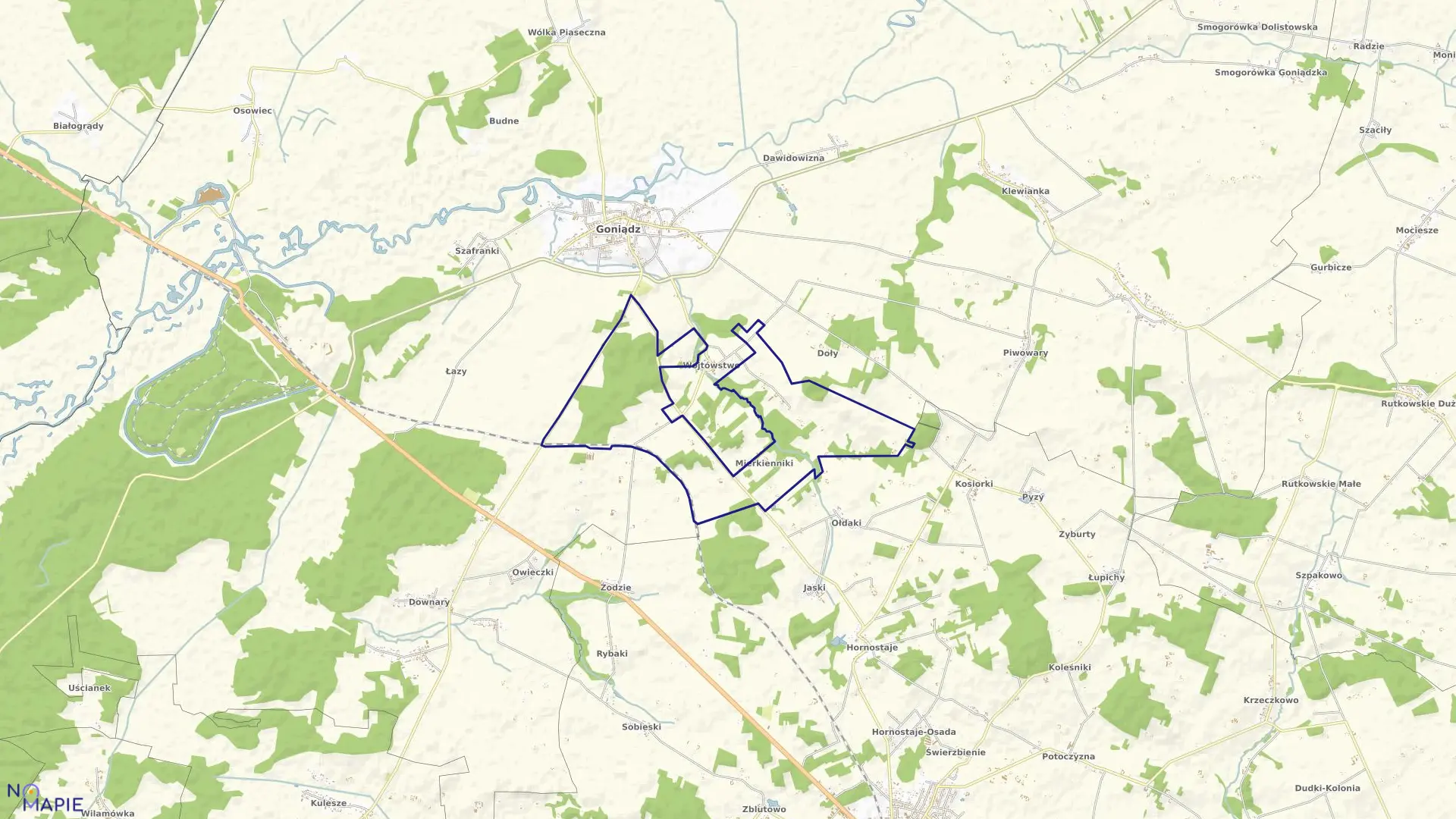 Mapa obrębu MIERKIENNIKI w gminie Goniądz