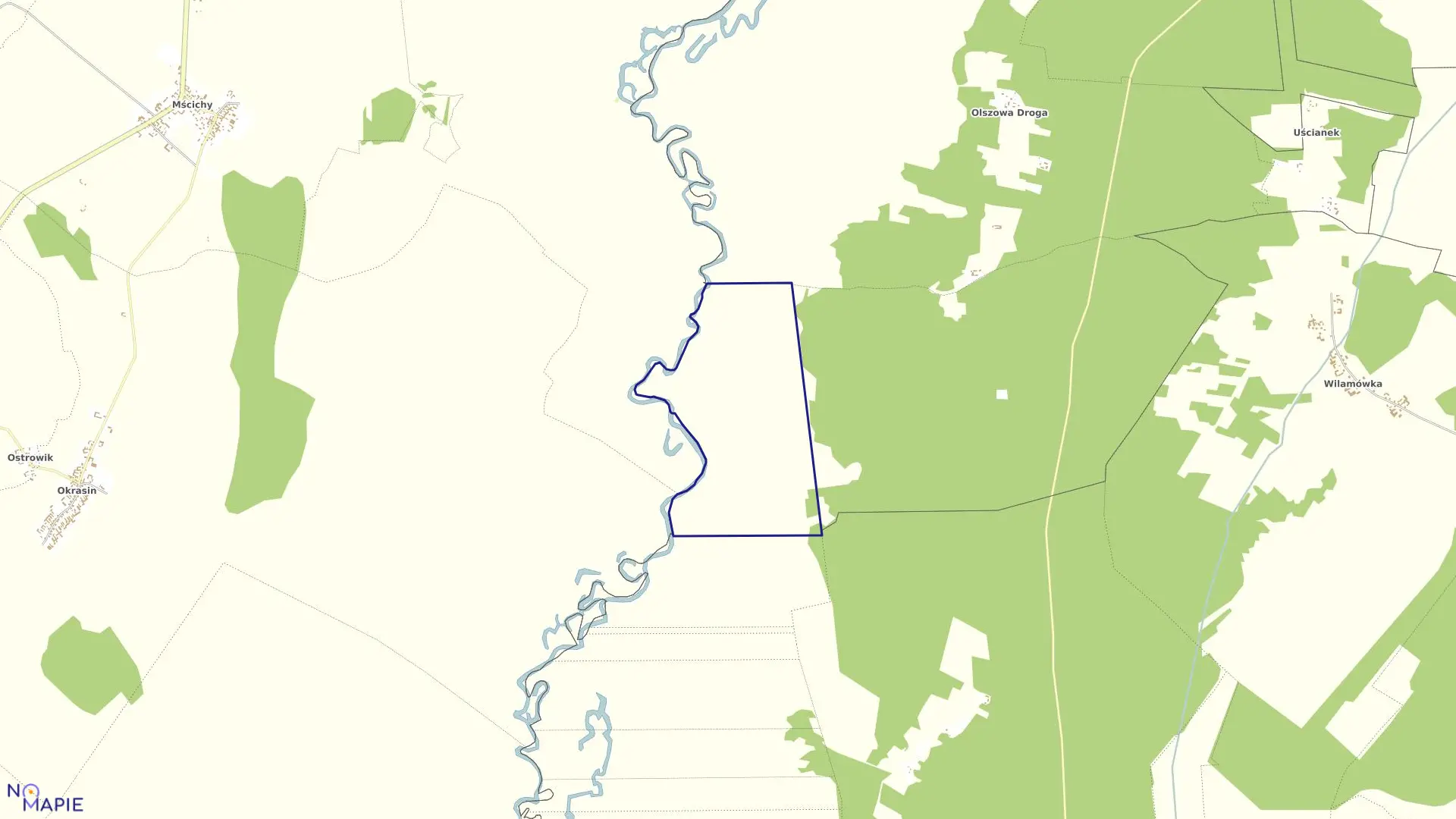 Mapa obrębu OLSZOWA DR. KROPIEW. w gminie Goniądz