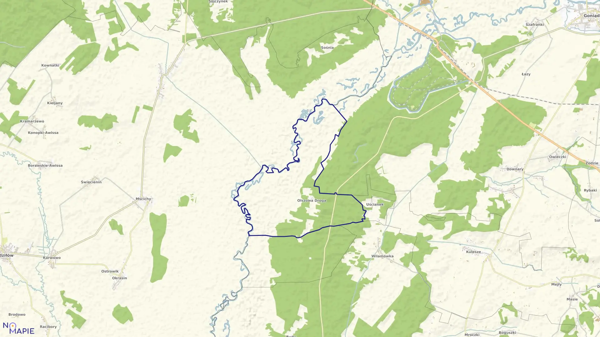 Mapa obrębu OLSZOWA DROGA w gminie Goniądz