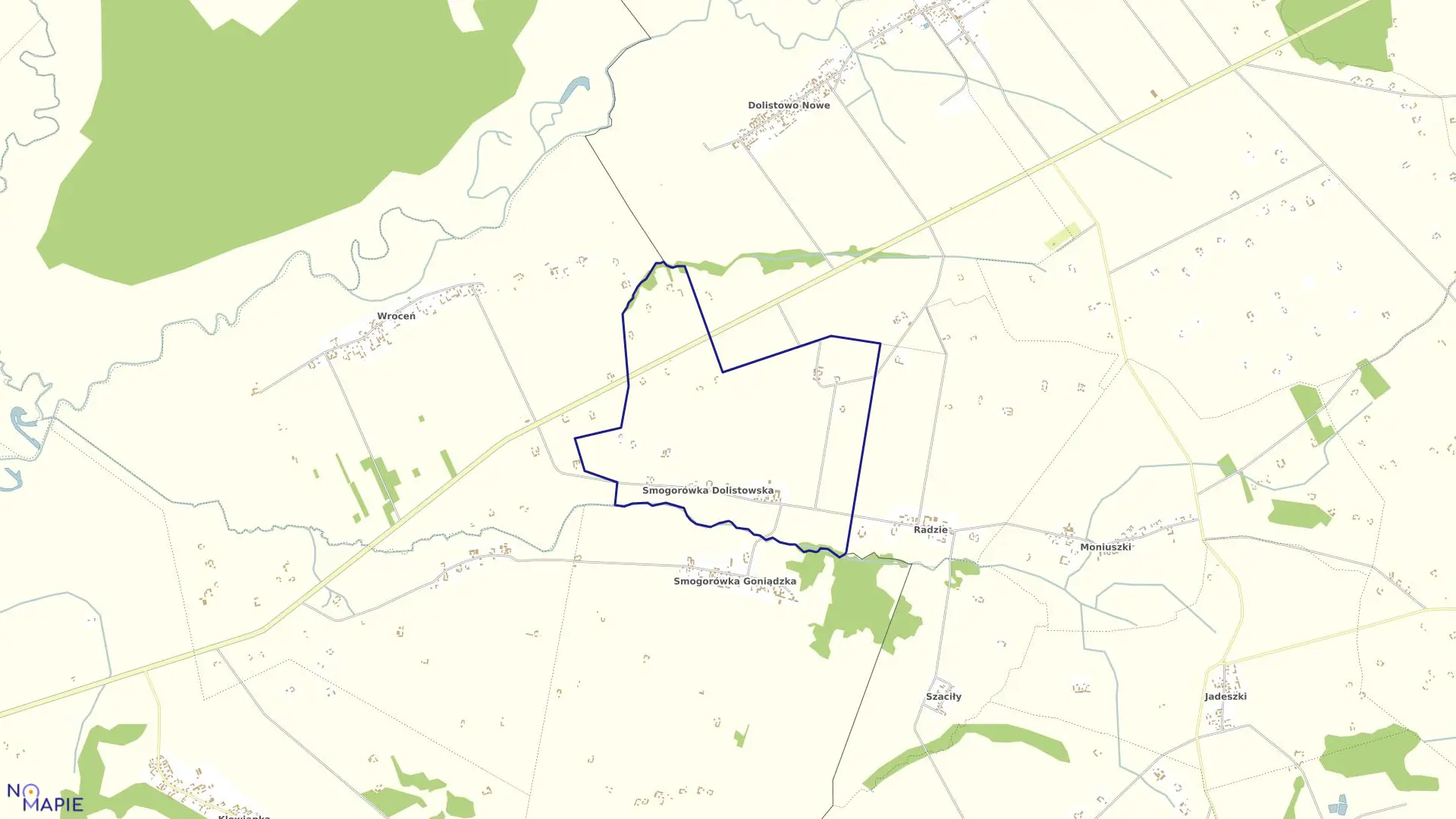 Mapa obrębu SMOGORÓWKA DOLIST. w gminie Goniądz