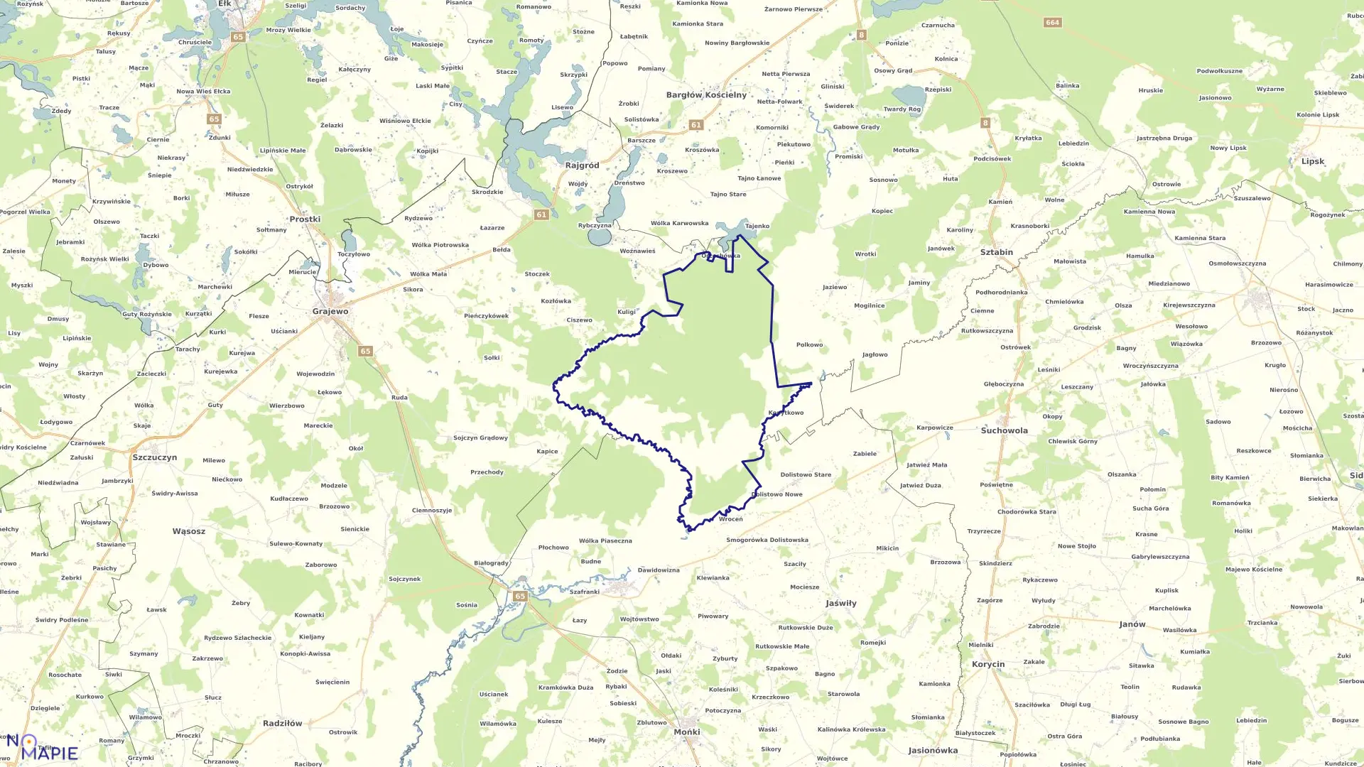 Mapa obrębu WÓLKA P-ŁĄKI R.WSI w gminie Goniądz