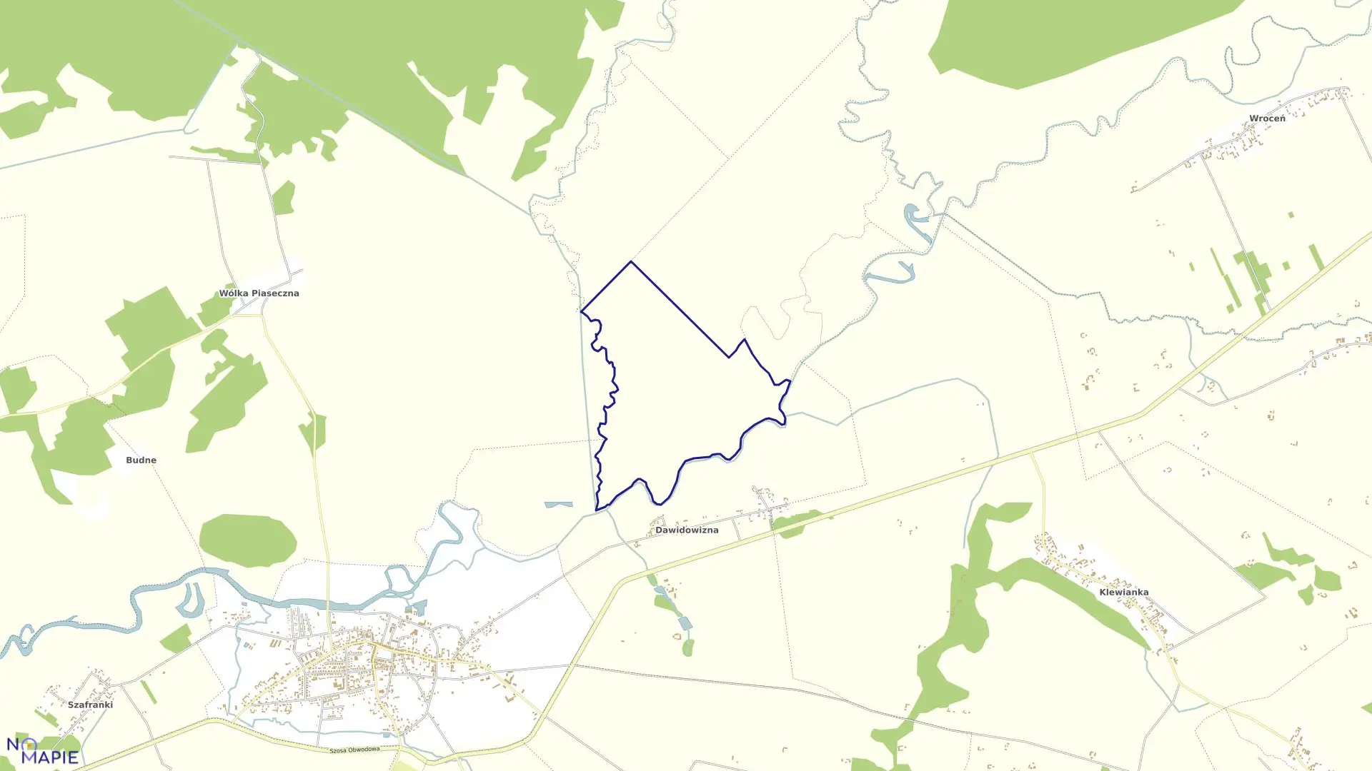 Mapa obrębu WÓLKA P-SZACIŁY w gminie Goniądz